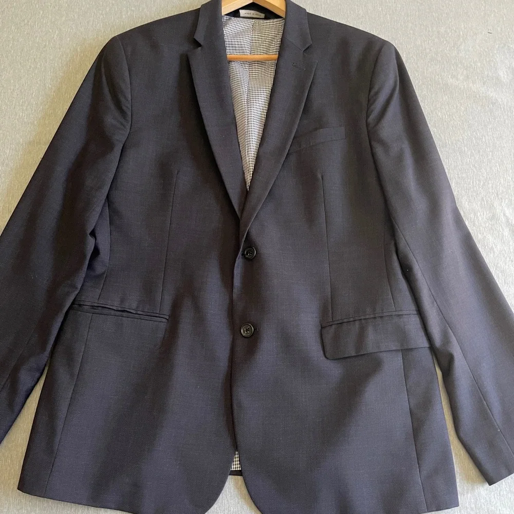 Banana Republic Blazer Mens Wool 42R Navy Blue Modern Slim Fit Italian Fabric